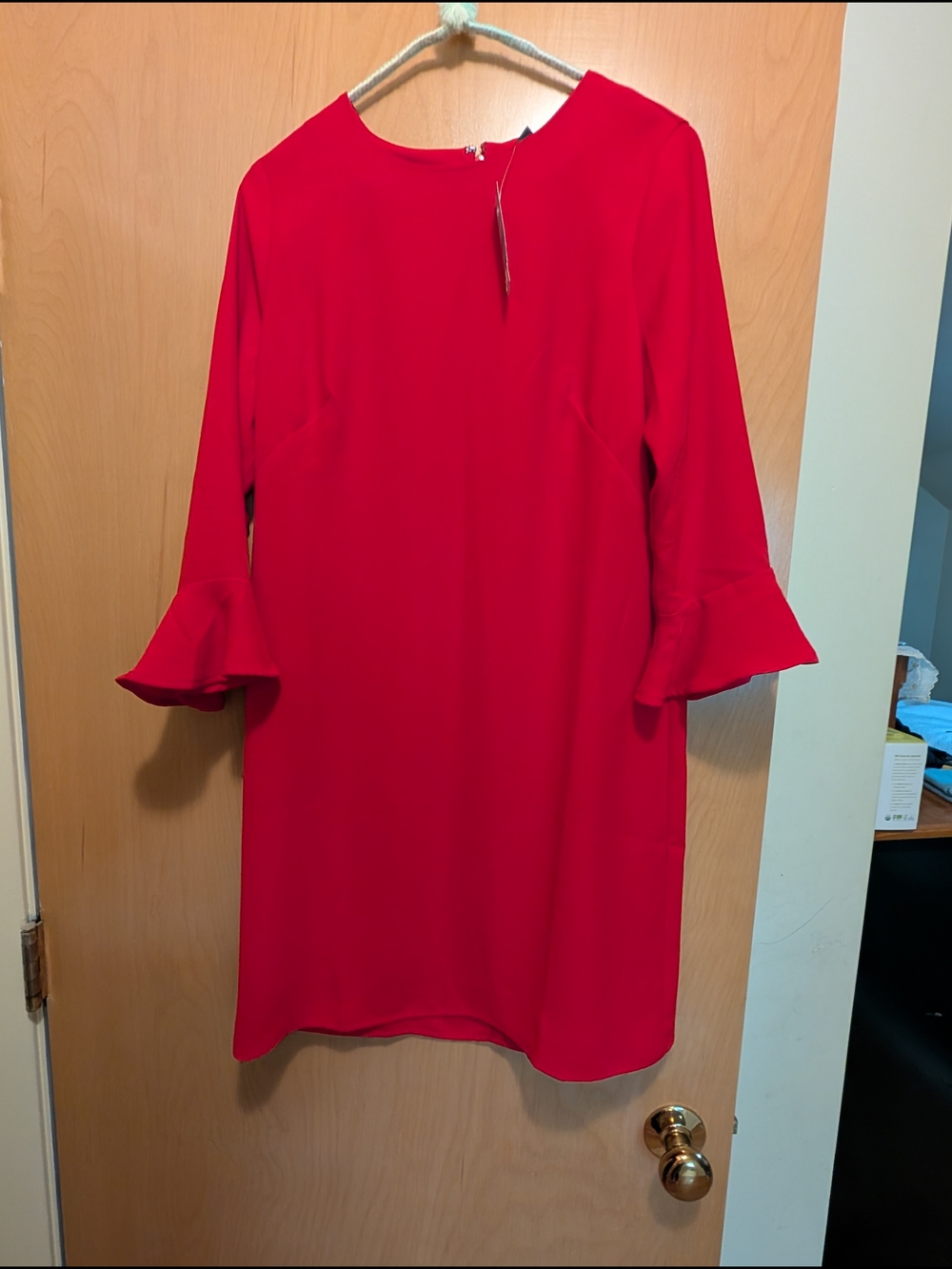Ann Taylor Bright Red Bell-Sleeve Shift Dress